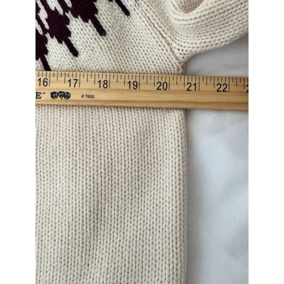✨ Tory Burch 100% Wool Fair Isle Sweater – Burgundy/Cream/Mustard – Size XL ✨ - Picture 9 of 12